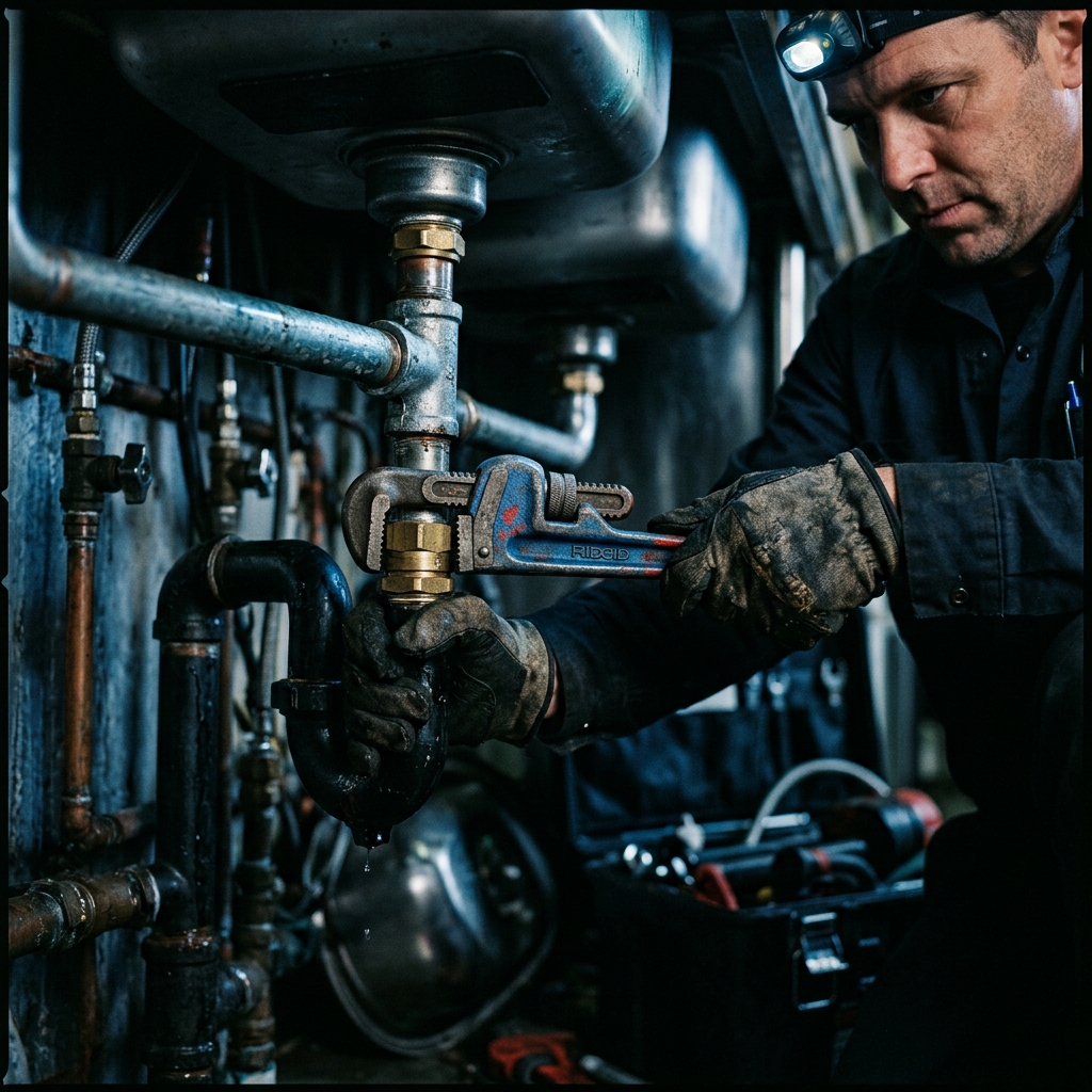 Fontanero profesional en acción